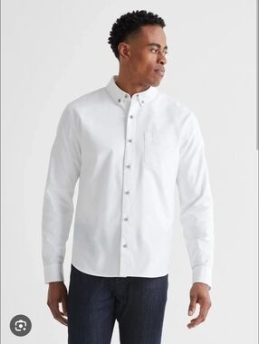 DU/ER Men's Performance Stretch Button Down Long Sleeve Shirt in White Size XL